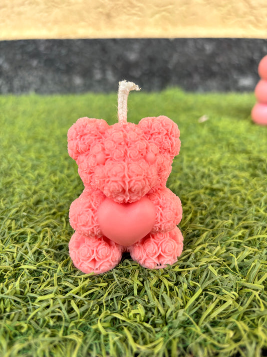 Baby pink teddy candle