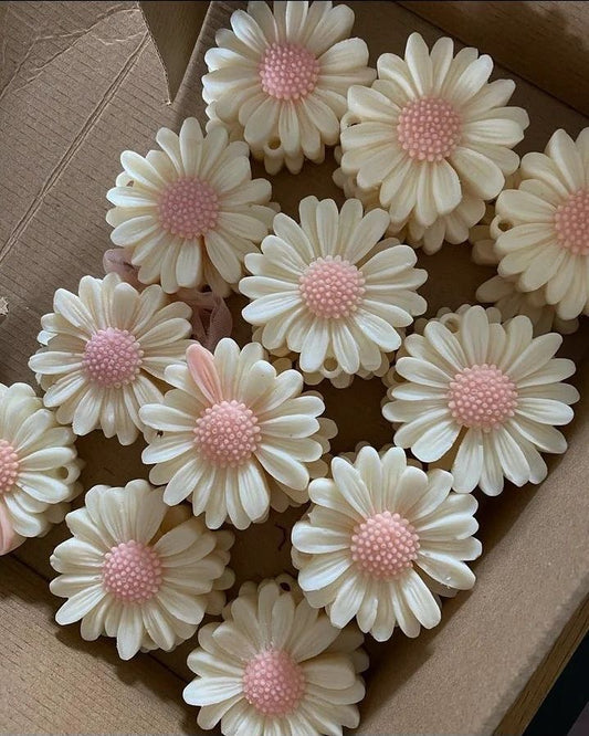 Pink and white daisy candles