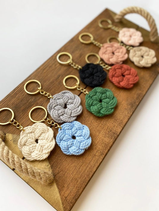 Macrame Blossom flower keychain