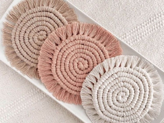 Macrame Boho Round Tea Coaster Combo