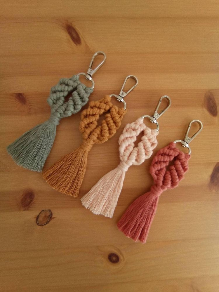 Macrame knotted keychains