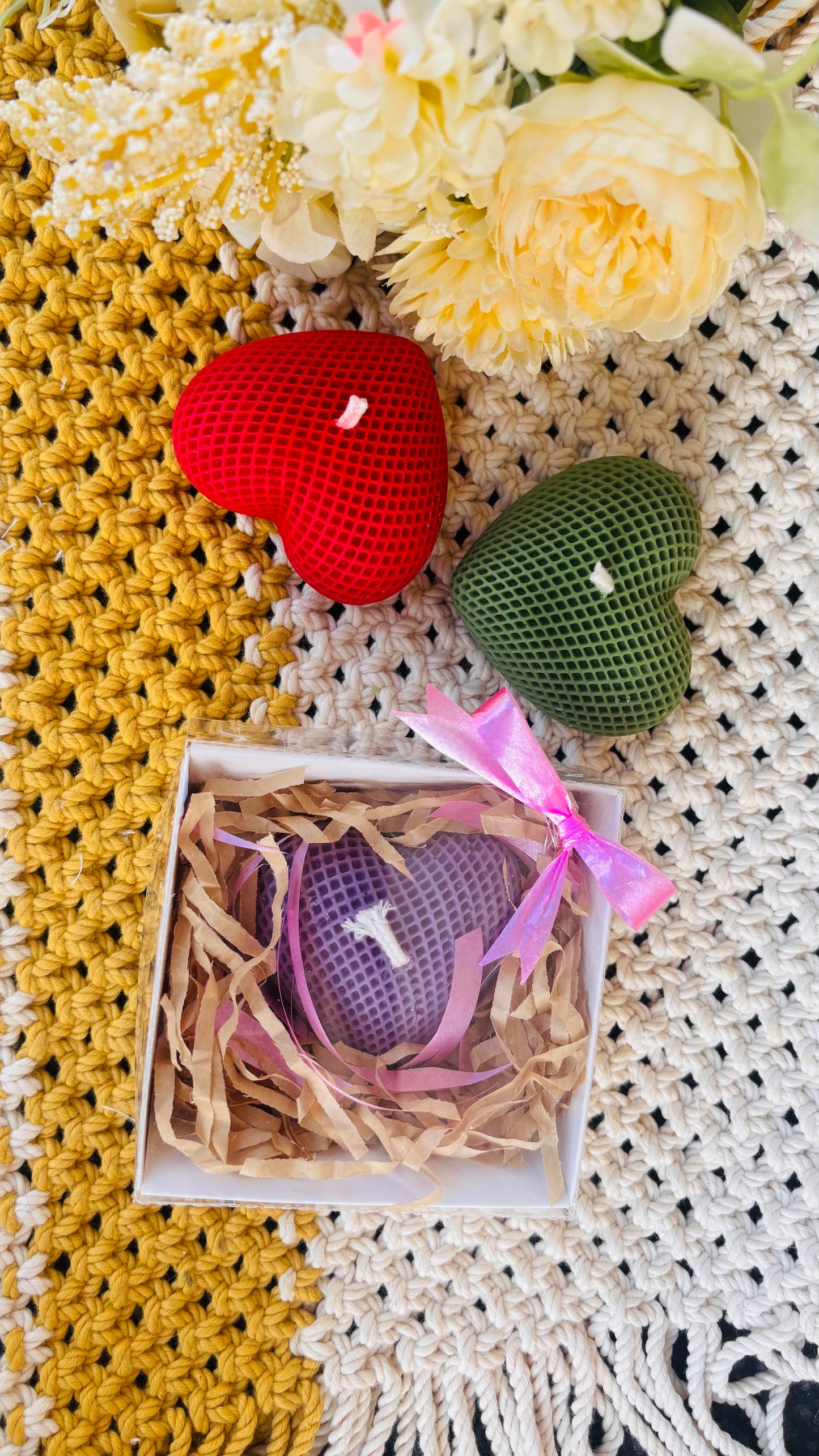 Combo of 3 Heart Shaped Candles