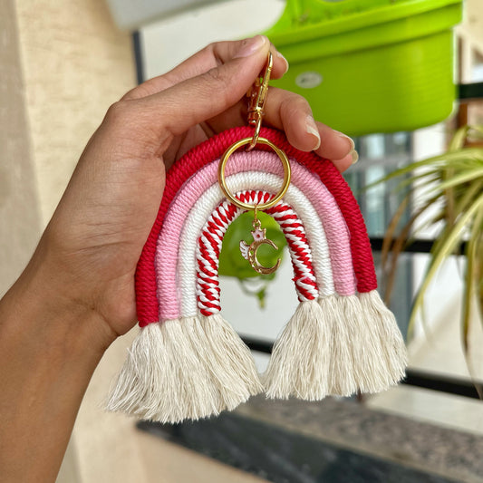 Red Love Macrame Rainbow Charm