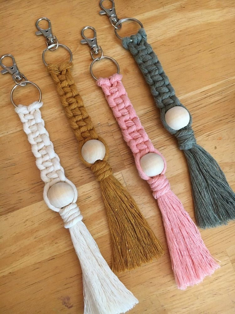 Macrame straight beads keychains