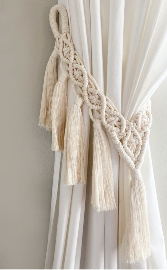 Fall macrame curtain tie